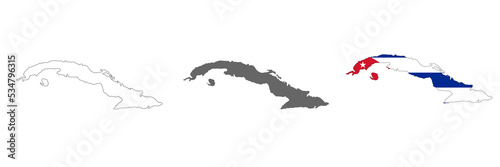 Highly detailed Cuba map with borders isolated on background