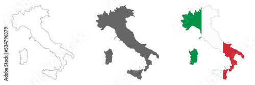 Highly detailed Italy map with borders isolated on background