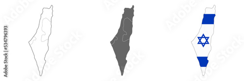 Highly detailed Israel map with borders isolated on background