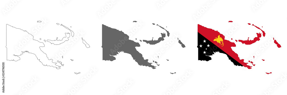 Fototapeta premium Highly detailed Papua New Guinea map with borders isolated on background