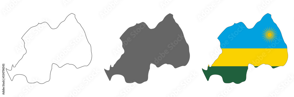 Highly detailed Rwanda map with borders isolated on background Highly detailed Rwanda map with borders isolated on background