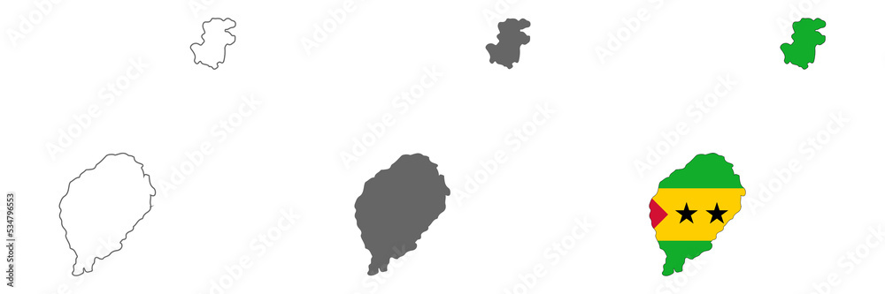 Highly detailed Sao Tome and Principe map with borders isolated on background