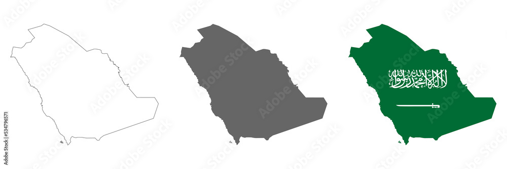 Highly detailed Saudi Arabia map with borders isolated on background