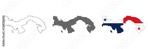 Highly detailed Panama map with borders isolated on background photo