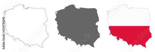 Highly detailed Poland map with borders isolated on background