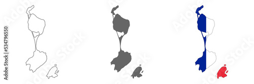 Highly detailed Saint Pierre and Miquelon map with borders isolated on background