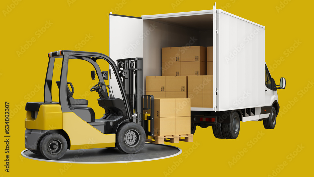 Naklejka premium 3d visualization transport delivery illustration