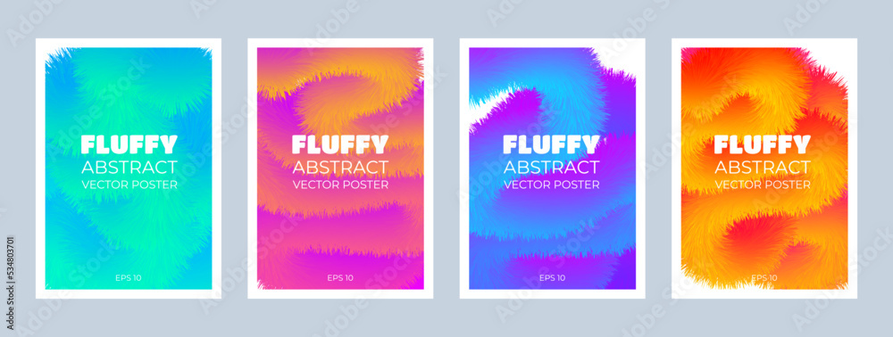 Abstract trendy fluffy background texture for poster cover set. backgrounds with a fluffy, colorful gradient. Minimalistic business poster. Vector illustration concept