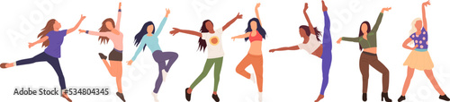 women, girls dancing on a white background, isolated vector