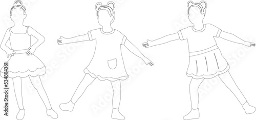 children dancing, disco sketch ,outline isolated vector