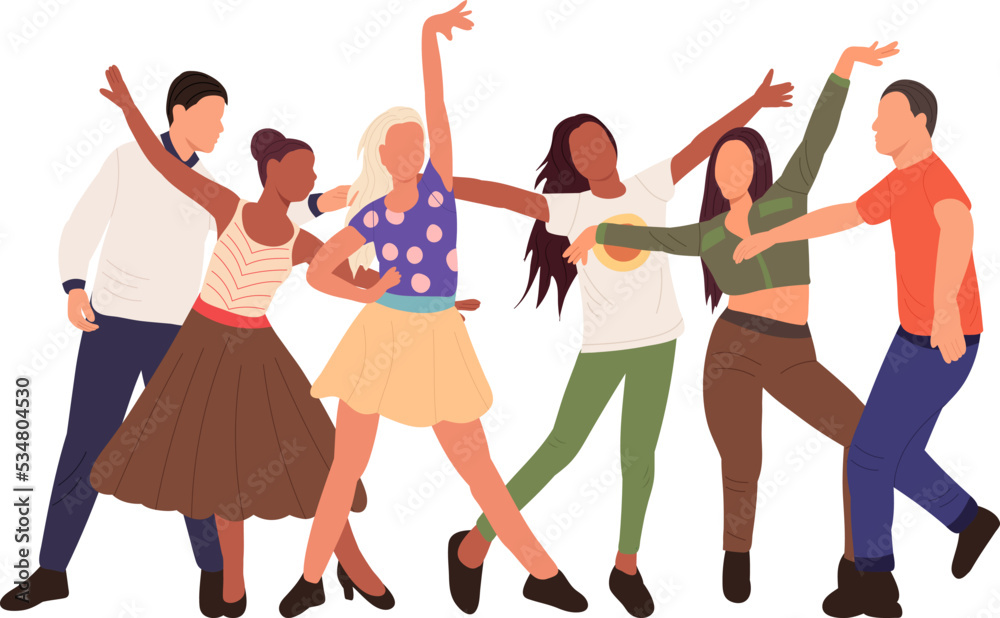 Obraz premium people dancing on white background, isolated vector