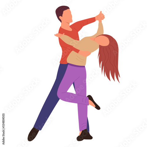 man and woman dancing on white background, isolated vector