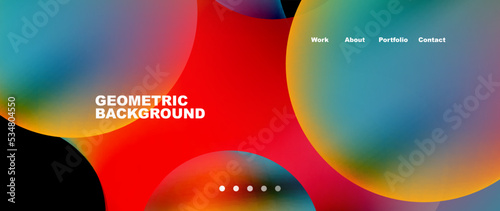 Flowing gradient colors and round elements and circles. Vector illustration for wallpaper, banner, background, leaflet, catalog, cover, flyer