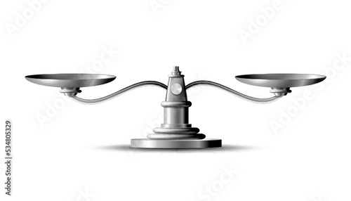 Metal scales. Bowls of scales in balance. Libra icon.