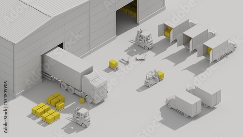 3d rendering transport delivery isometric