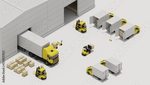3d rendering transport delivery isometric