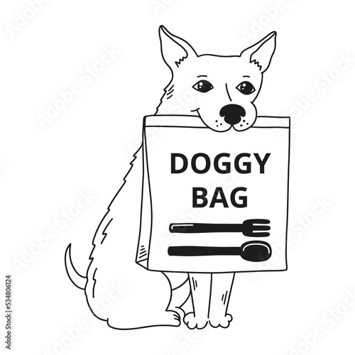 Doggy bag, Dont waste food. Restaurant no waste ecology concept.