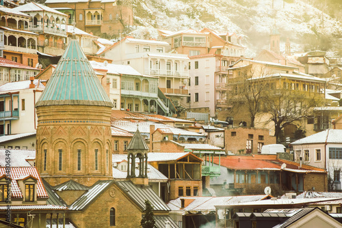 Old Tbilisi historical buildings. Caucasus Travel culture sightseeing landmarks photo