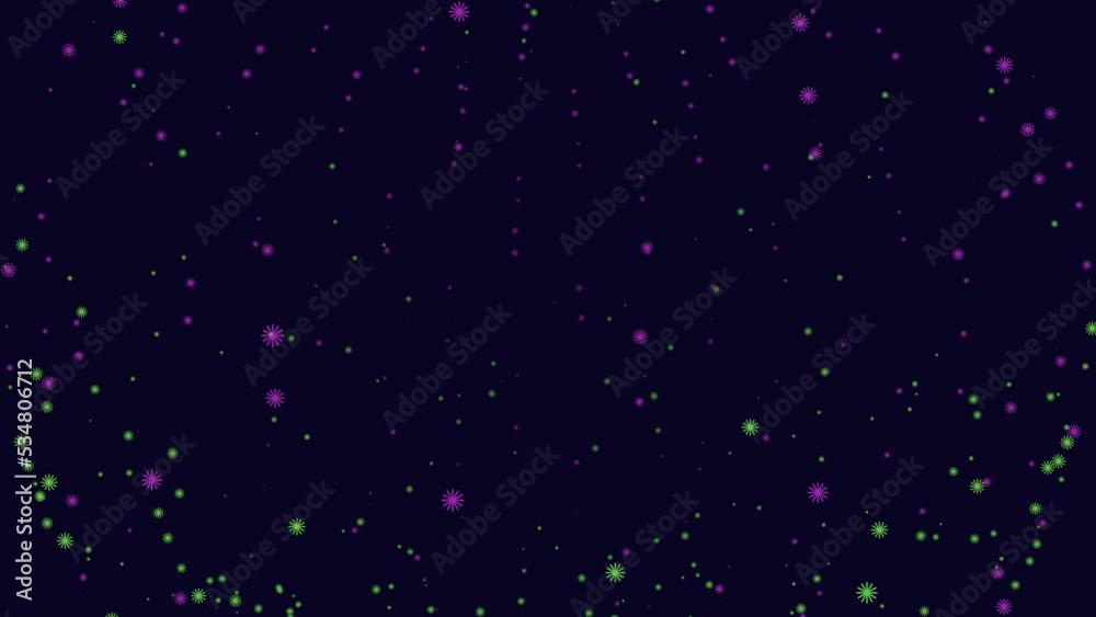 Fly small glitters and stars with neon color in dark galaxy, motion abstract space, futuristic and holiday style background Fly small glitters and stars with neon color in dark galaxy, motion abstract space, futuristic and holiday style background