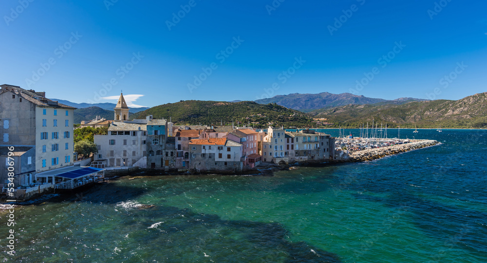 Old town and harbor of Saint Florent, Corsica, France