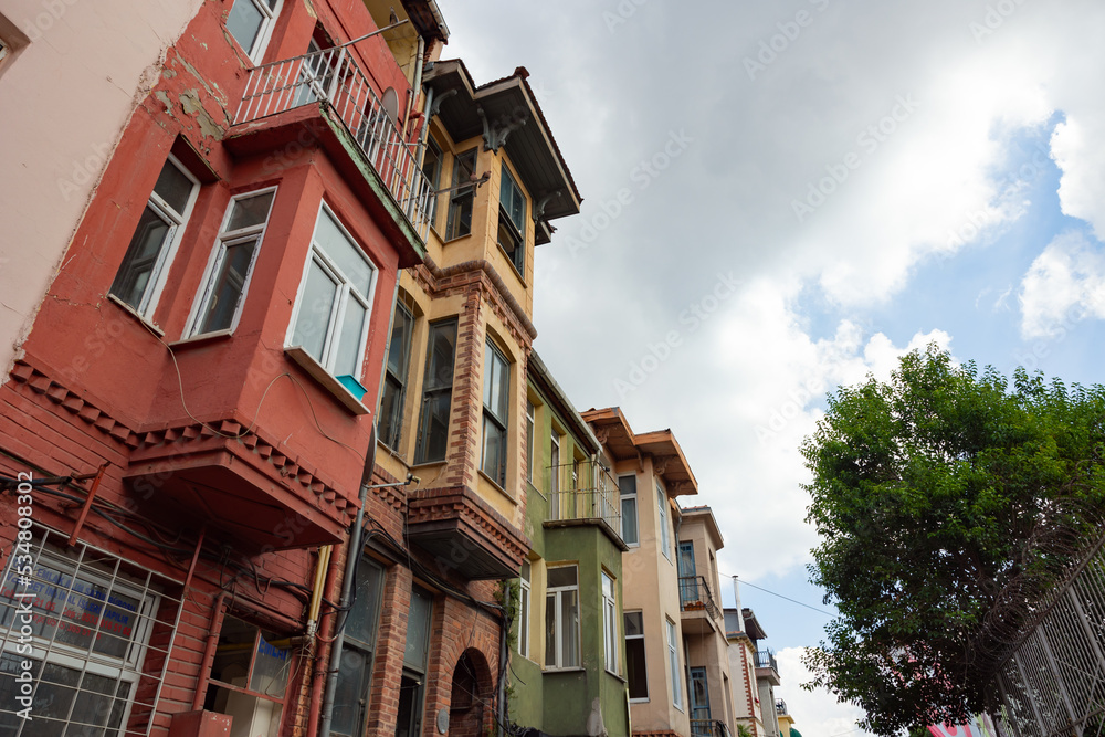 Houses in Balat district of Istanbul. Traditional Ottoman architecture