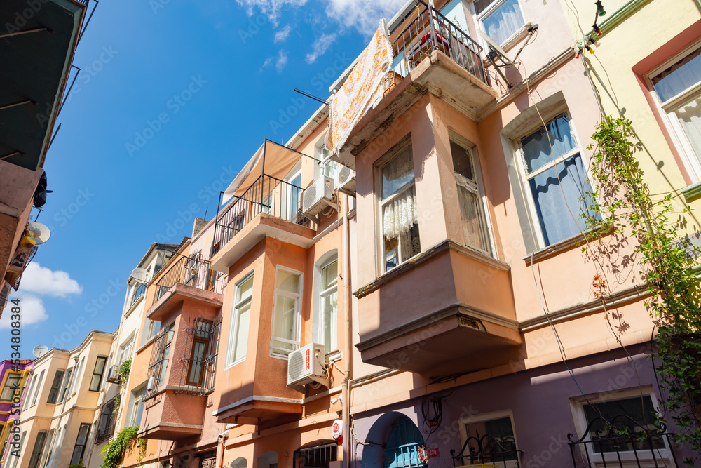 Houses in Fener district of Istanbul. Ottoman architecture