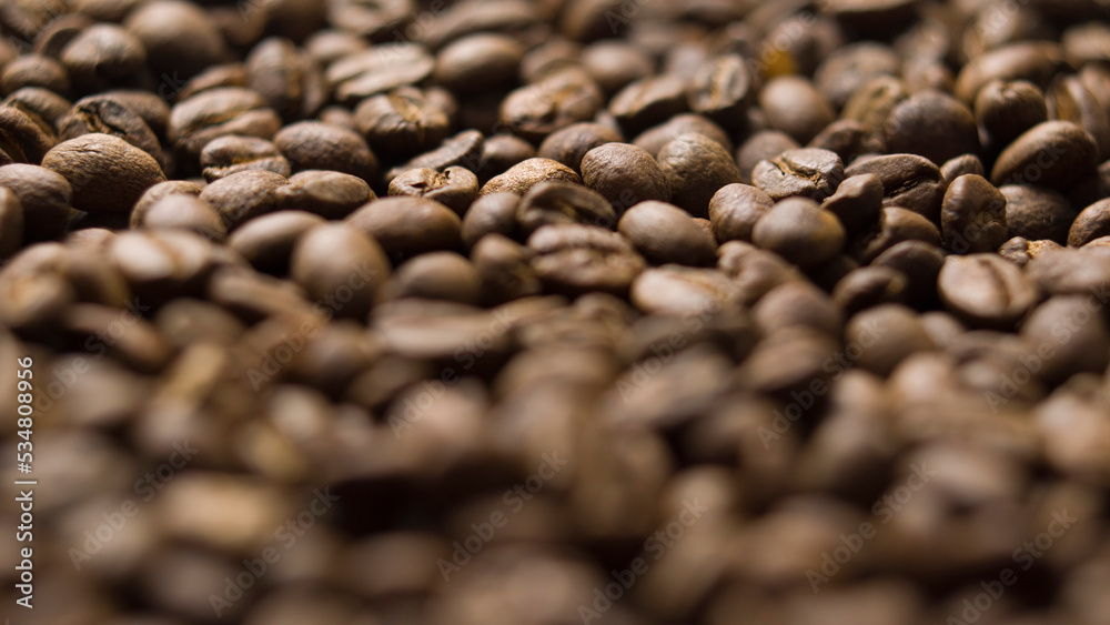 Close up macro coffee beans detailed roasted grains texture bokeh Close up macro coffee beans detailed roasted grains texture bokeh