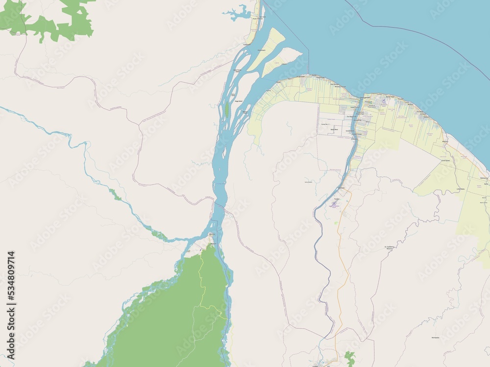 Obraz premium Essequibo Islands-West Demerara, Guyana. OSM. No legend