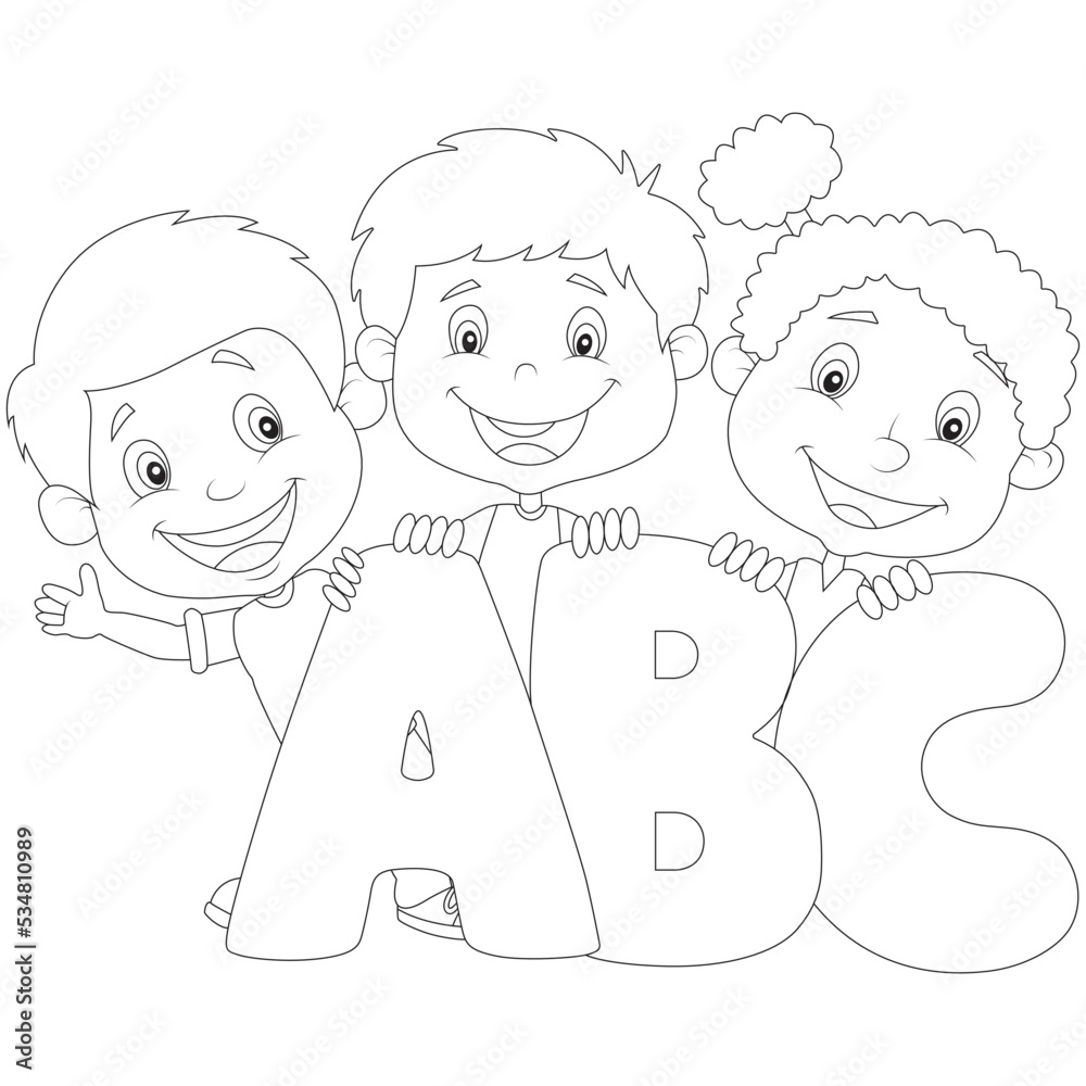 funny kids activities coloring page for children Stock Vector | Adobe Stock