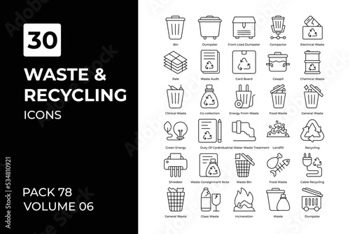 waste and recycling icons collection.