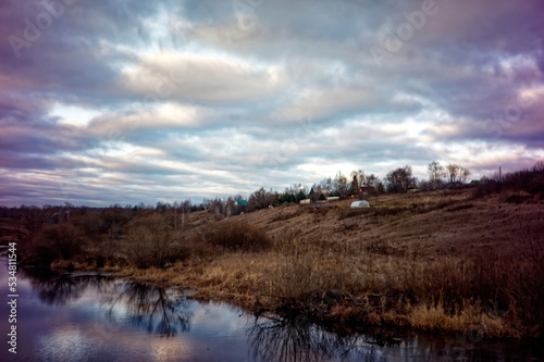 the bank of a small river in spring