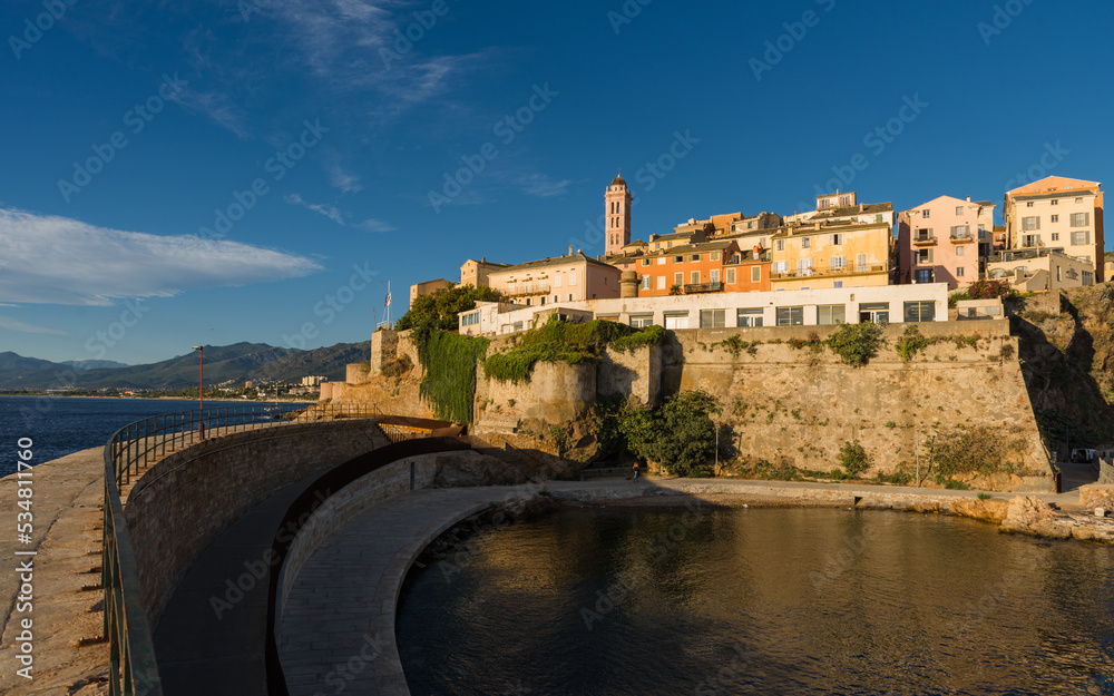 Bastia old city center in the morning after sunrise, Corsica, France, Europe
