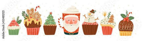 Christmas sweet and drink. Isolated illustration.