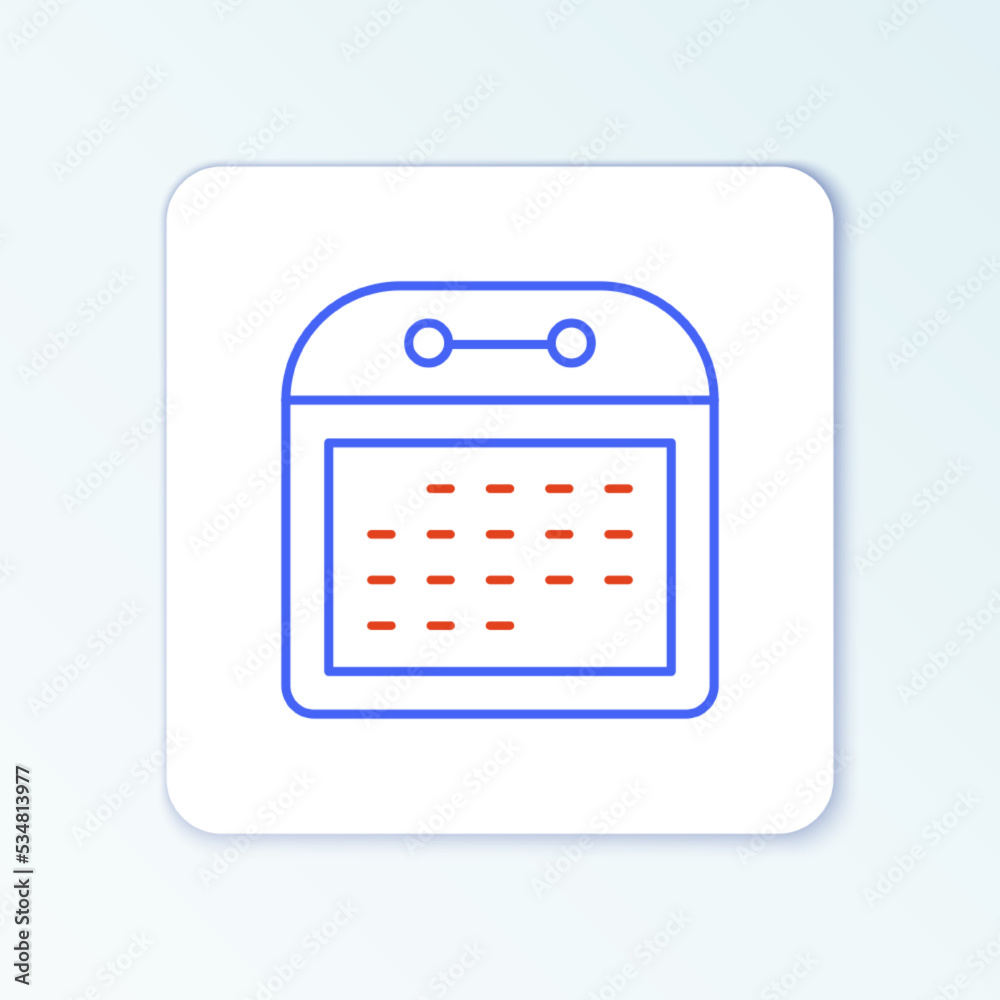 Line Calendar icon isolated on white background. Event reminder symbol. Colorful outline concept. Vector Line Calendar icon isolated on white background. Event reminder symbol. Colorful outline concept. Vector