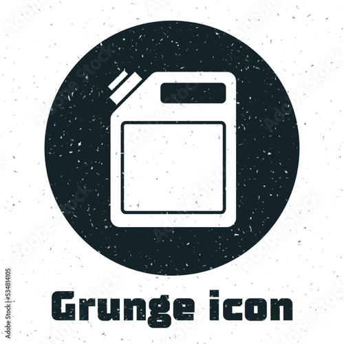 Grunge Canister for gasoline icon isolated on white background. Diesel gas icon. Monochrome vintage drawing. Vector