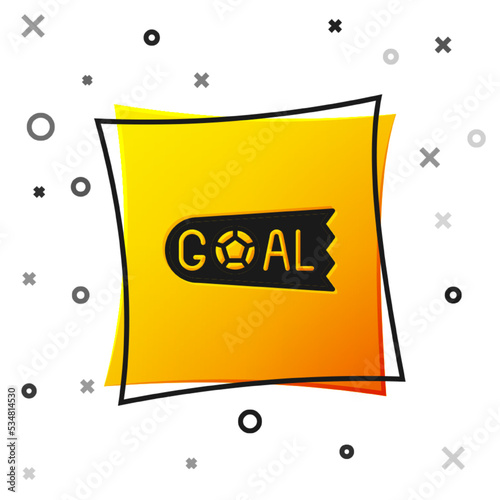 Black Goal soccer football icon isolated on white background. Yellow square button. Vector
