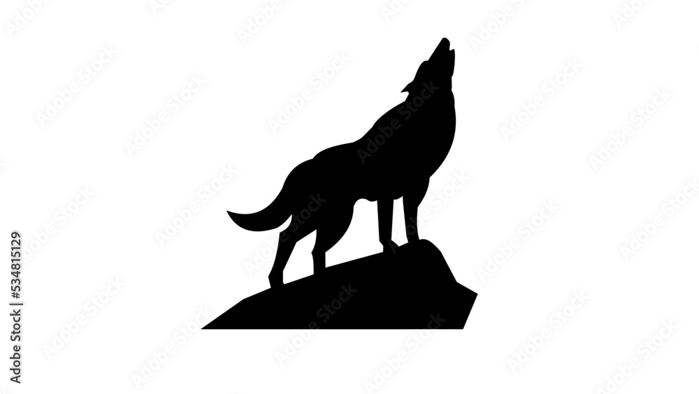 wolf silhouette - obrazy, fototapety, plakaty 