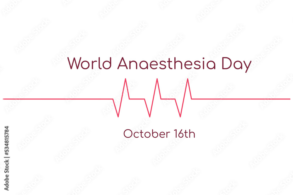 World Anaesthesia Day banner on white background with red ECG line element World Anaesthesia Day banner on white background with red ECG line element