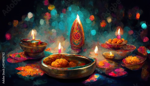 Diwali day concept art illustration