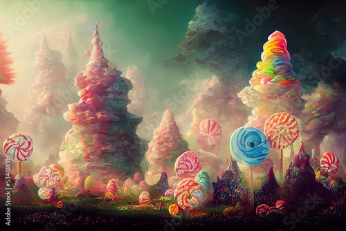 Sweet candyland kingdom concept art illustration photo