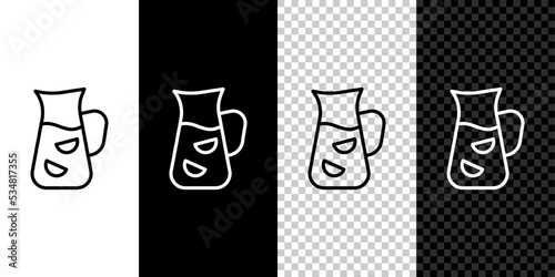 Set line Sangria icon isolated on black and white background. Traditional spanish drink. Vector