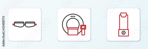 Set line Inhaler, Safety goggle glasses and Tomography icon. Vector
