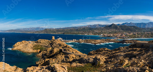 Aerial view of L'Île Rousse from the lighthouse, Corsica, France  photo