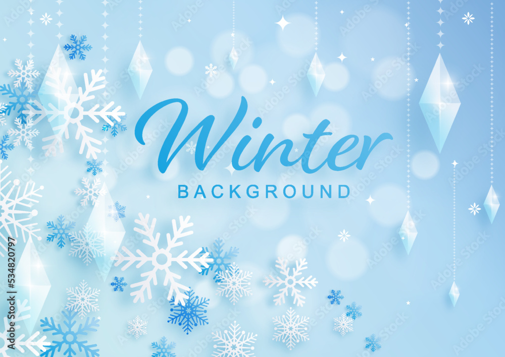 Snowflakes design for winter with snowflakes paper cut style on color background Snowflakes design for winter with snowflakes paper cut style on color background