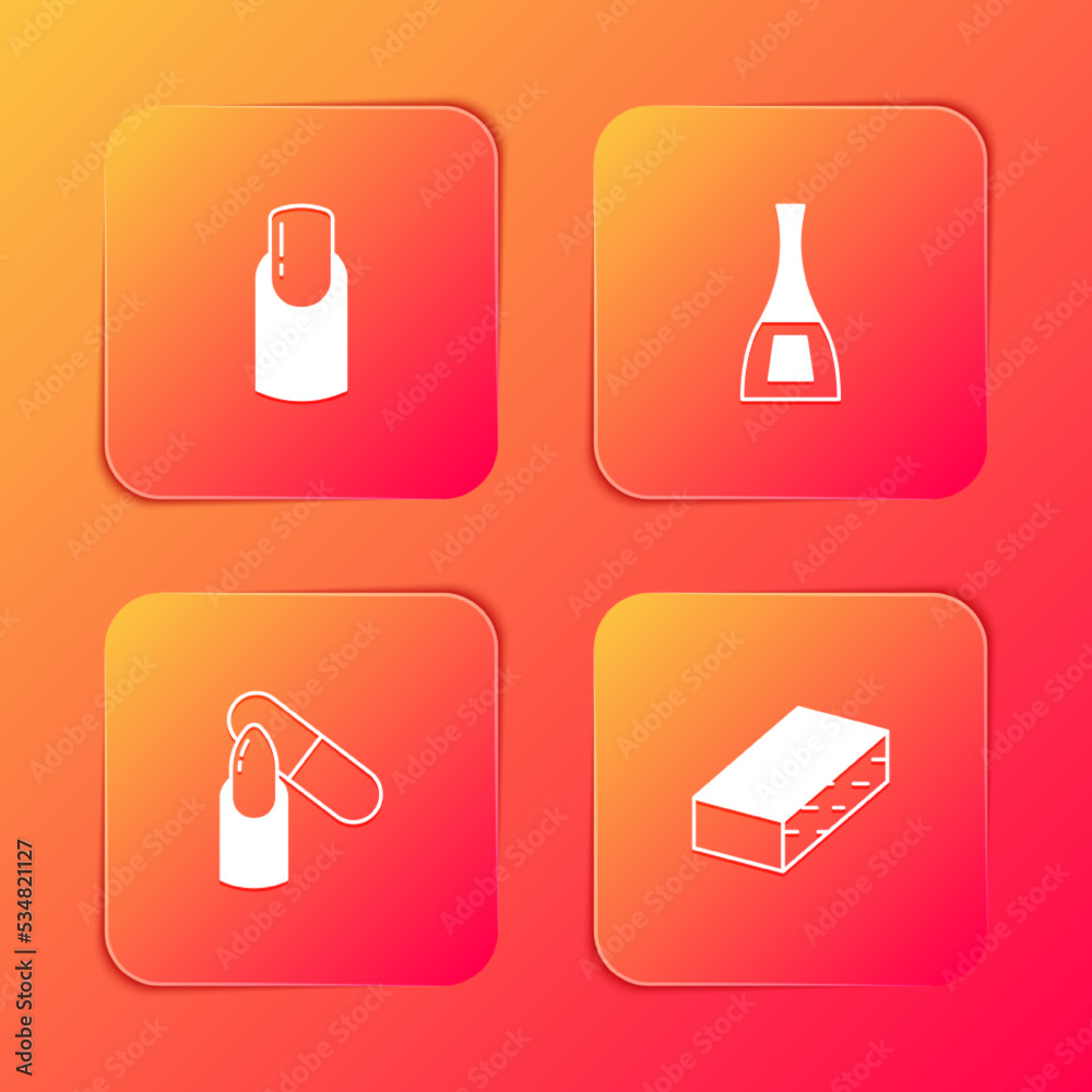 Set Nail manicure, Bottle of nail polish, file and icon. Vector