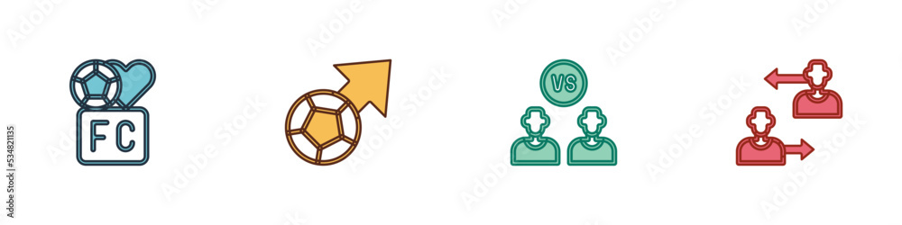 Set Fan club football, Soccer, Football or soccer player and Substitution icon. Vector Set Fan club football, Soccer, Football or soccer player and Substitution icon. Vector