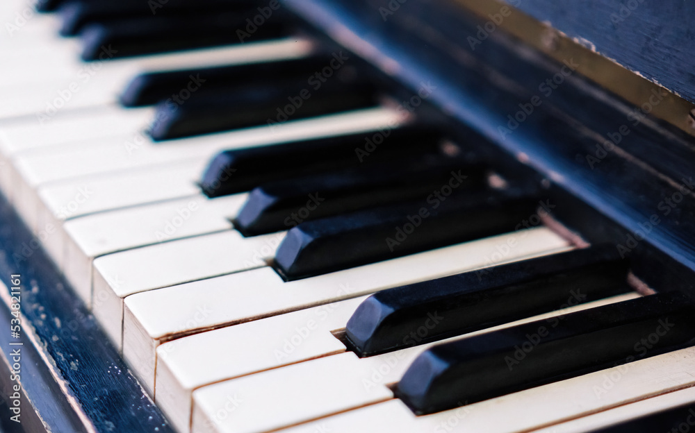 Old piano. piano keys closeup monochrome. grand piano Old piano. piano keys closeup monochrome. grand piano