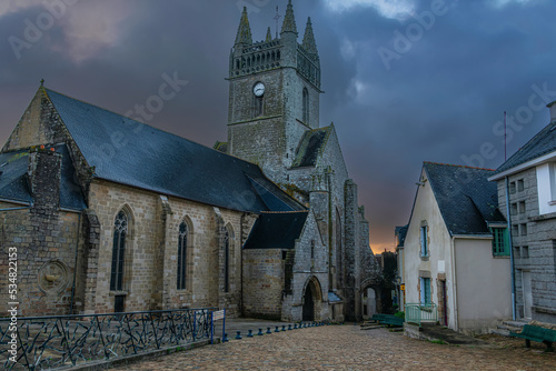 Sunrise at The Church of Our Lady of the Assumption in Quimperlé, France