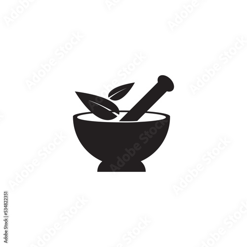 mortar and pestle icon logo vector design template