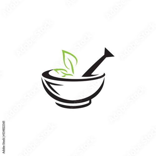 mortar and pestle icon logo vector design template